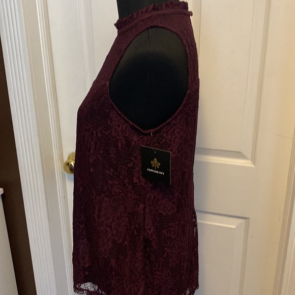 Fortune + Ivy Women’s Burgundy Lace Sleeveless Blouse Tank Top sz M NWT - Picture 5 of 7